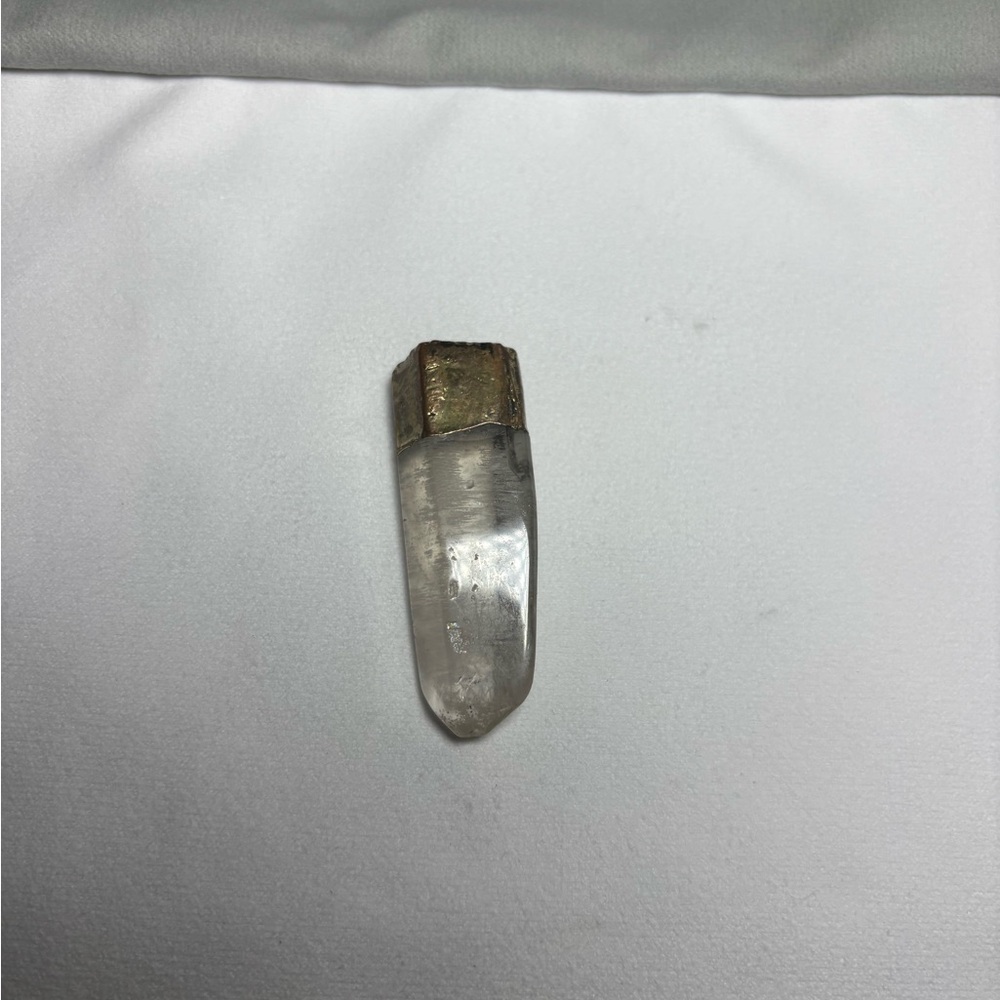 Clear Quartz Crystal Pendant with Gold Cap